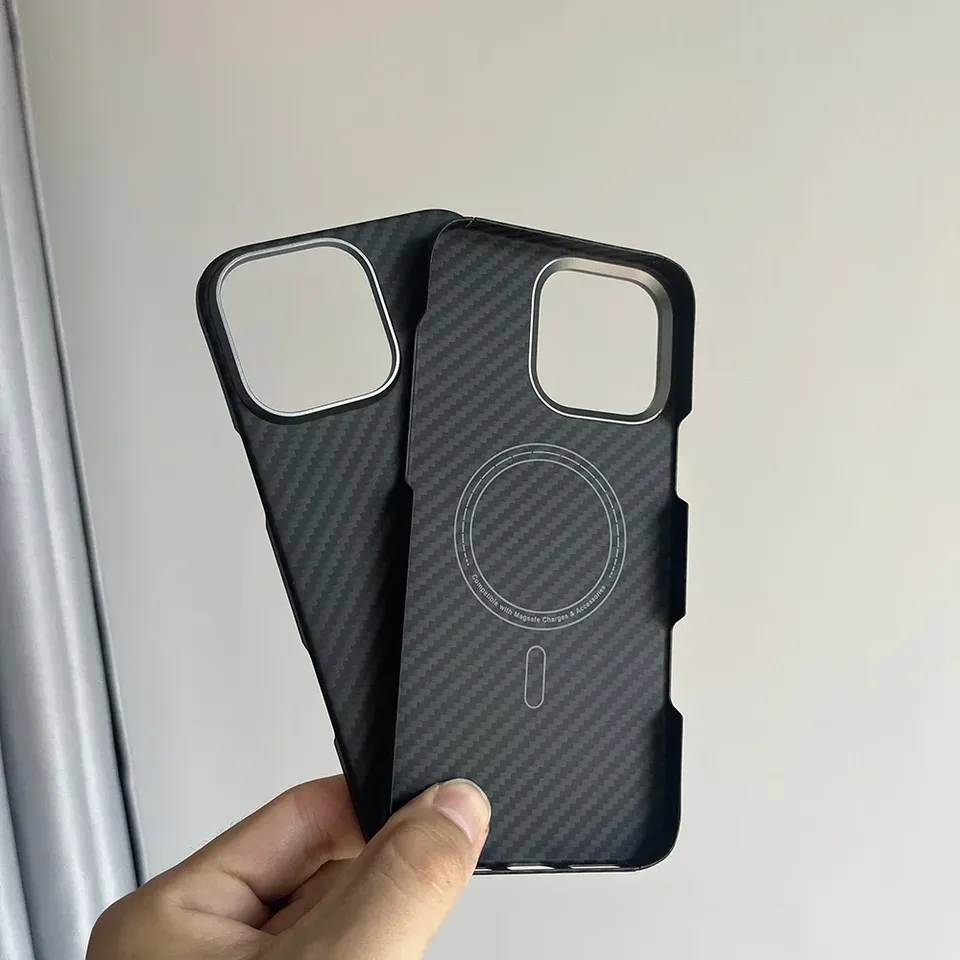 Compatible with magsafe Carbon fiber for iPhone 16/15 pro max lens protection aramid fiber cover for iPhone 16 pro Magnetic case