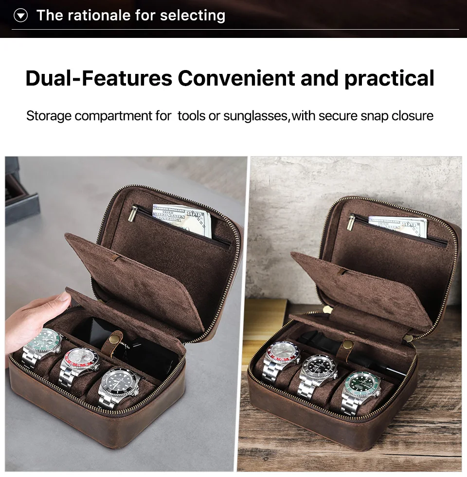 Travel Watch Organizer | Premium Retro Genuine Leather Travel Organizer for Watches, Su... - SKU GLTO1459 - UGI Packaging
