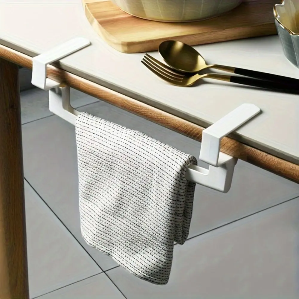 Durable No Drilling Towel Rack White Hard Plastic Towel Holder Easy to Assemble Hanging Hanger Bathroom Organizer