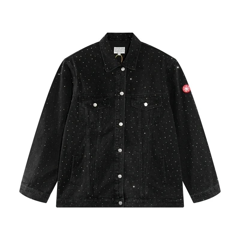 

New CAVEMPT CE Fashion Denim Diamond Jeans Jacket Men CAV EMPT Denim Retro Women Vintage Clothing Coat