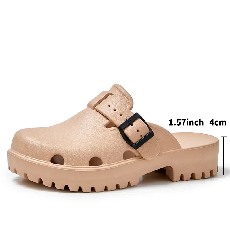 Sommer Neue Heels Clogs Frauen EVA Durchbrochene Sandalen Weiche Plattform Moderne Hausschuhe Straße Strand Rutschen Schuh Freizeit Maultiere Amagi – Detail 2