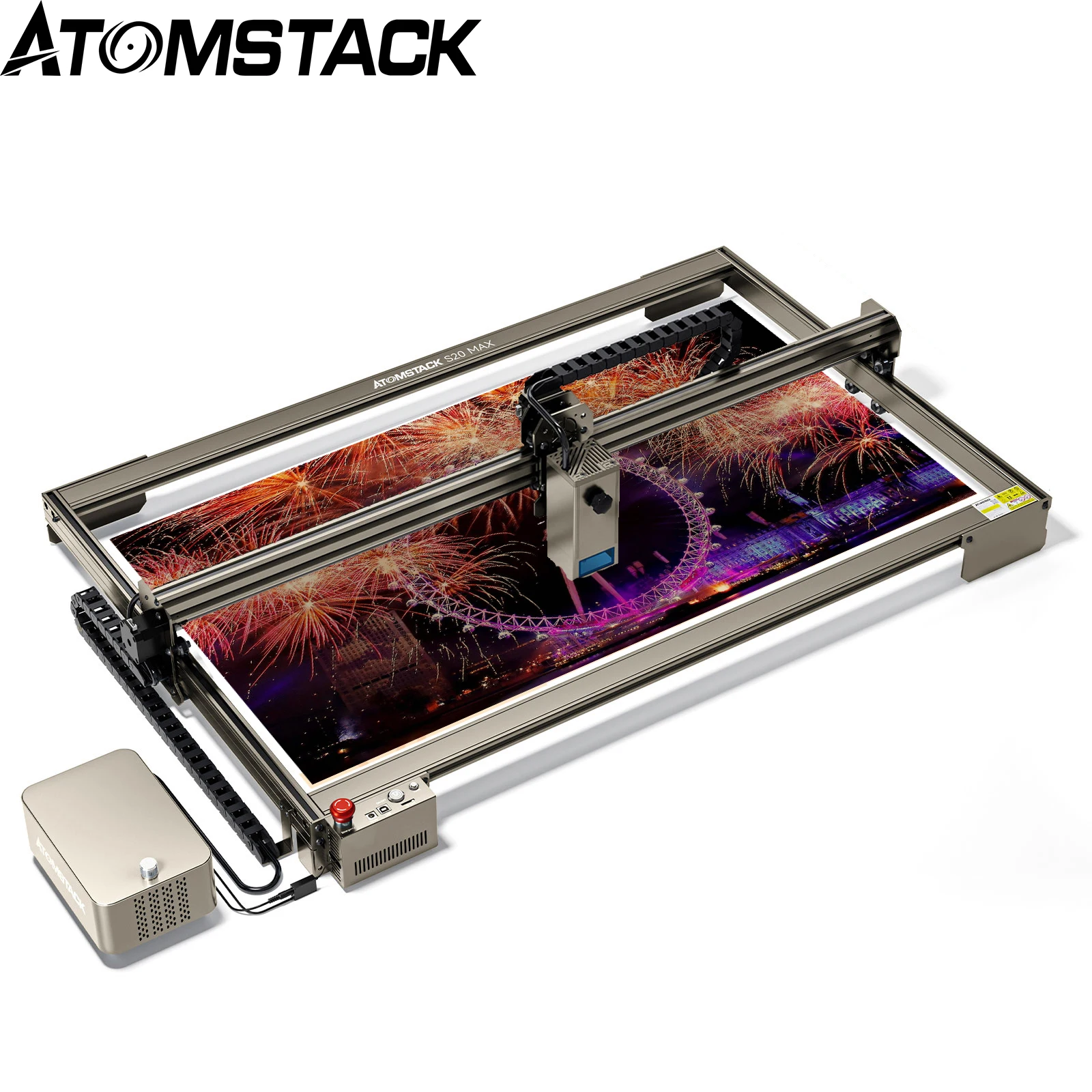 ATOMSTACK S20 Max 20W 850*400MM Working Area CNC Laser Cutting Engraving  Machine Dual Air Assist Tank Chain DIY Laser Engraver