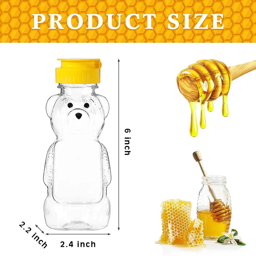Easy-Squeeze 6 Pk 12 Oz Empty Honey Bottles. BPA-Free Food-Safe PET Plastic Honey Dispenser. Flip-Top Refillable Syrup Container. Great For Storing And Serving BBQ, Pasta Sauces Or Salad Dressings - View #10