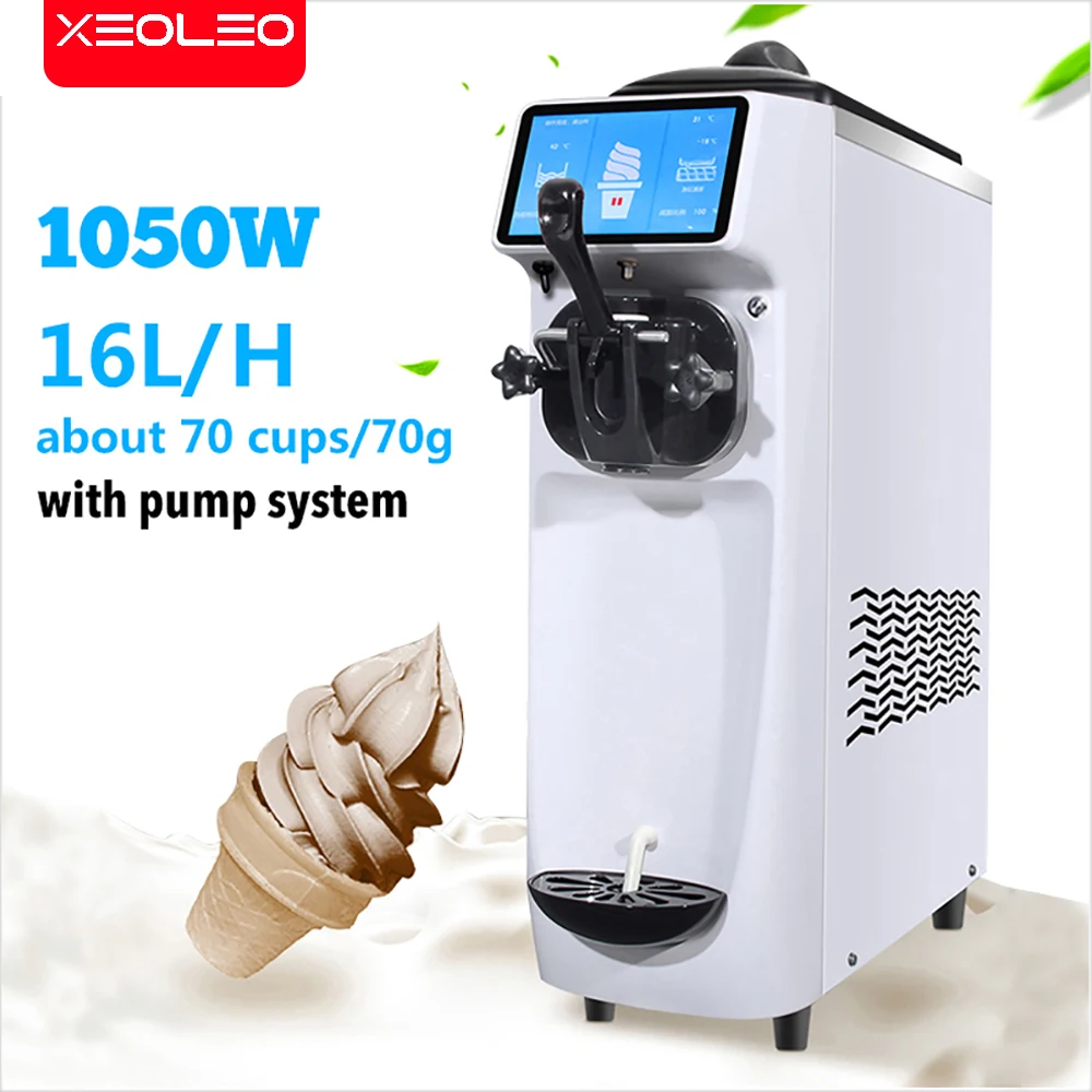 

XEOLEO Commercial Mini Desktop Ice Cream Machine 1050W Ice Cream Maker 18L/H Single Flavor Pre-cooling & Yogurt Air Pump System