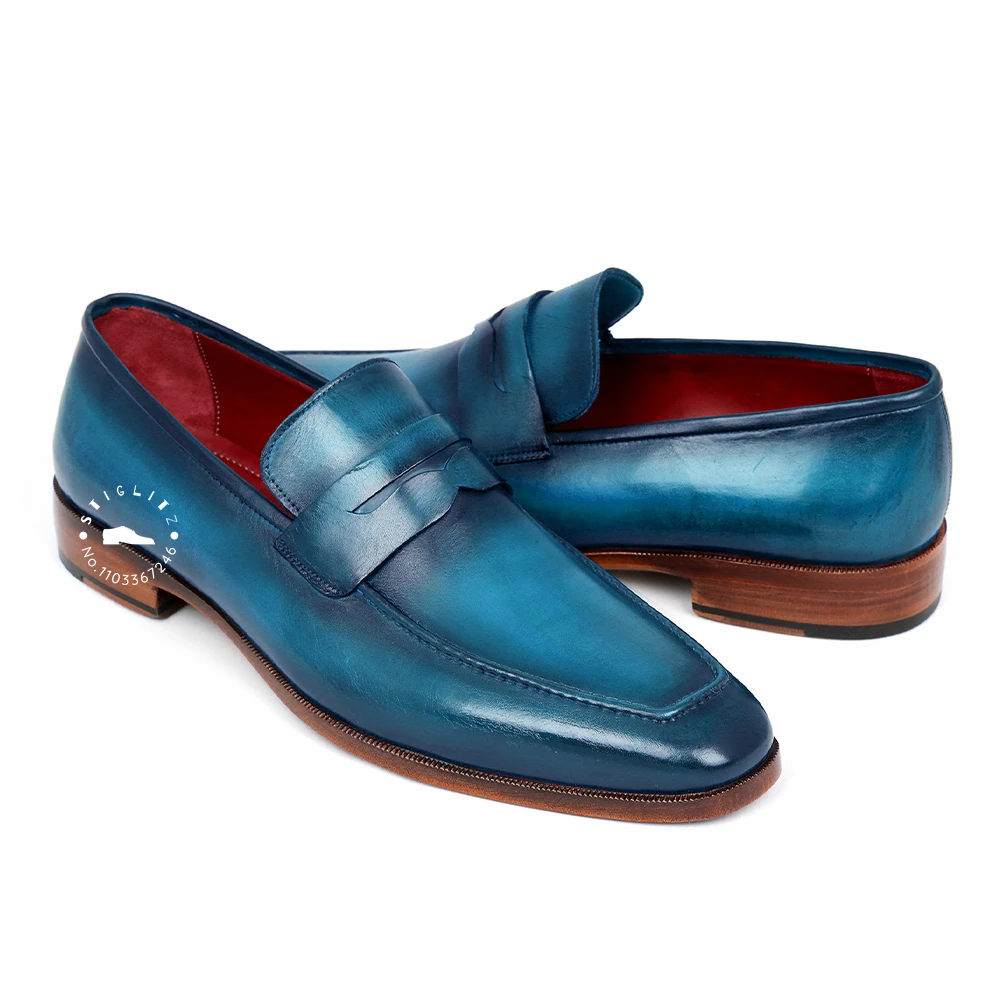 Hand-Painted Multicolor Loafers Slip-On Business Casual Shoes Luxury Genuine Leather Shoes Private Custom Handmade Wedding Shoes
