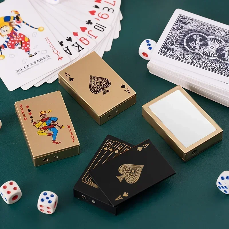 Creative Lighter Jet Torch Turbo Playing Cards Windproof Metal Funny Toys for Men Smoking Accessories kerosene lighter bbq lighter butane gas lighter cigarette lighter