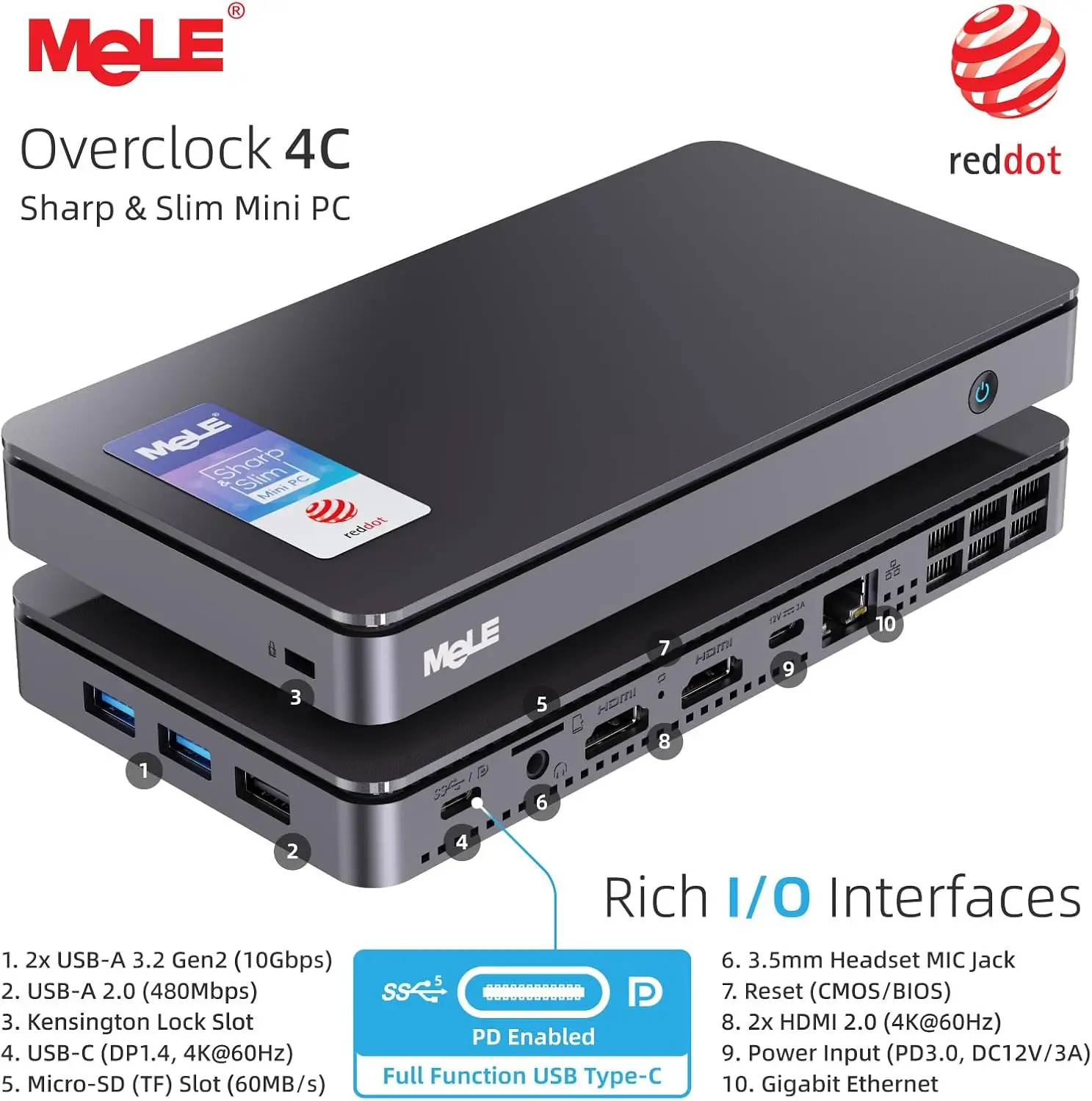 MeLE Slim N300 Mini PC N100 16GB 32GB 512GB Industrial Computer