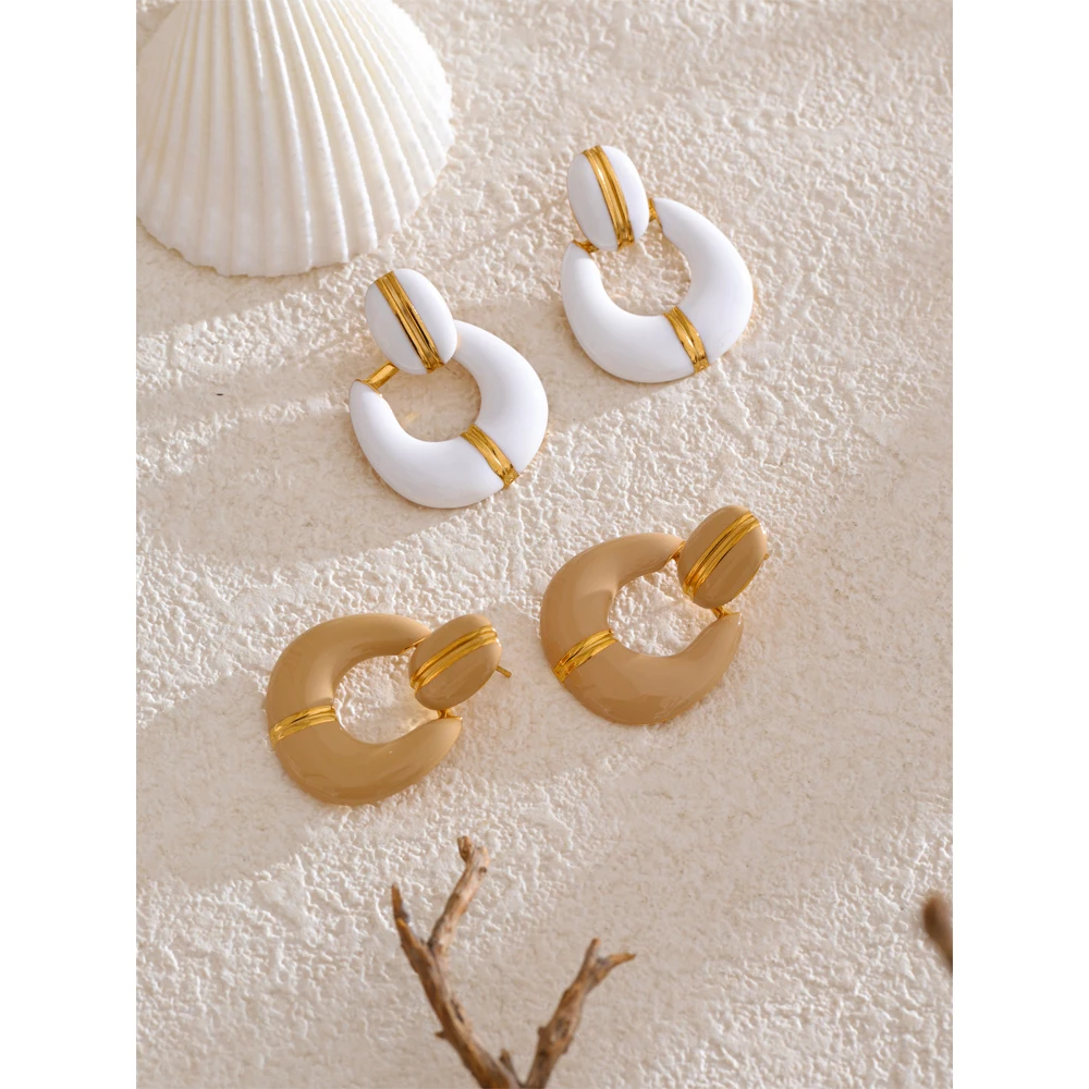Yhpup Earrings Geometric Drop Stainless Steel