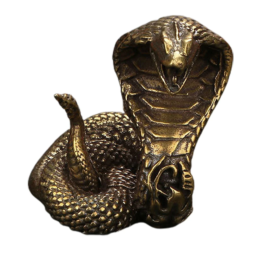 

Garden Decor Craft Cobra Statue Ornament Zodiac Snake Miniature Figurines Copper Desktop Decoration Tea Pet Decor Antique Bronze