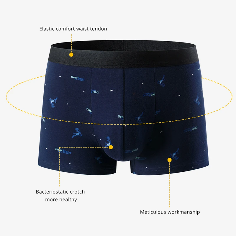 4-piece men's fashion printed boyshort comfortable plus size 5XL6XL juvenile underwear beach shorts elastic waist underwear 5