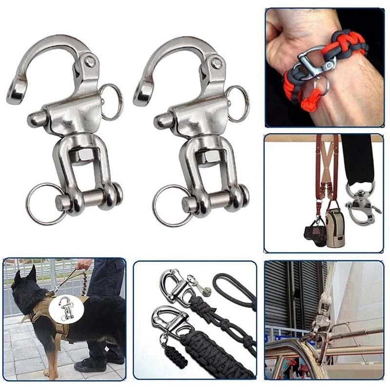 

316 Stainless Steel Swivel Shackle Fork Fixed Spring Universal Swivel Dismounting Buckle For Marine Quick Connections Durable