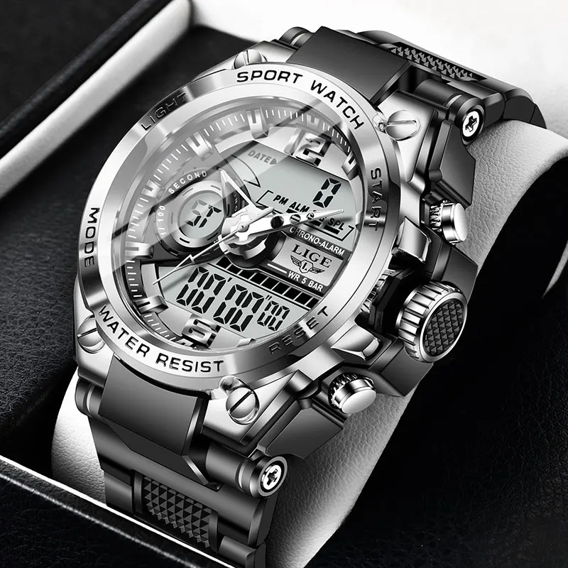 FOXBOX Men's Military Sports Electronic Watches Waterproof Shock Man Top Luxury Clock Digital Writwatch relogio masculino 2024