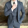 (Suit + Vest + Trousers) Quality Suit Suit Male Three-piece Korean Version of Fashion Handsome Slim Business Casual Wedding Suit 1