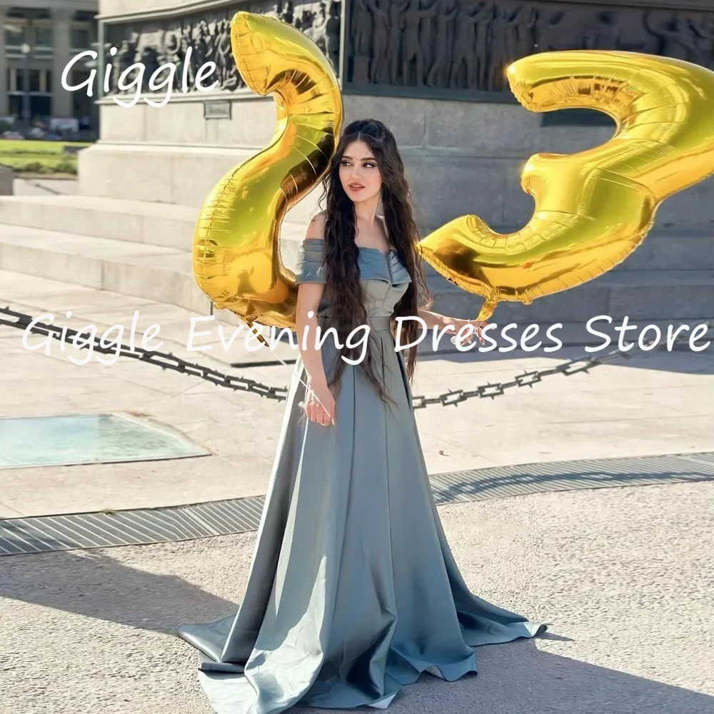 

Giggle Satin A-line Off-the-shoulder Ruffle Popular Formal Elegent Prom Gown Floor Length Evening Party Dresses for Women 2023