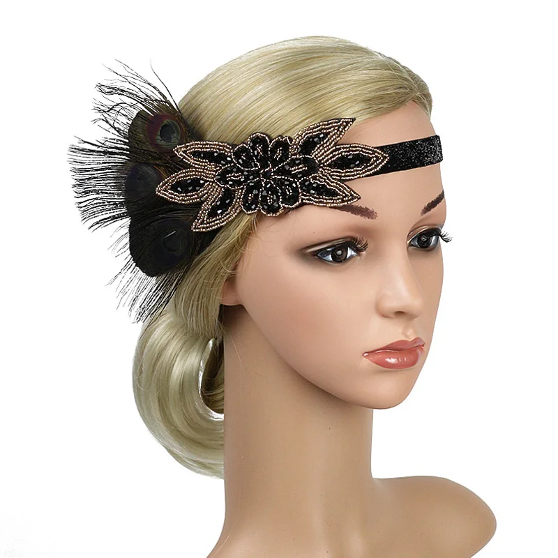 Fascia Per Capelli Con Piume E Cristalli In Stile Anni '20, Ispirata Al Grande Gatsby, Accessorio Regolabile Per Festa A Tema E Cocktail