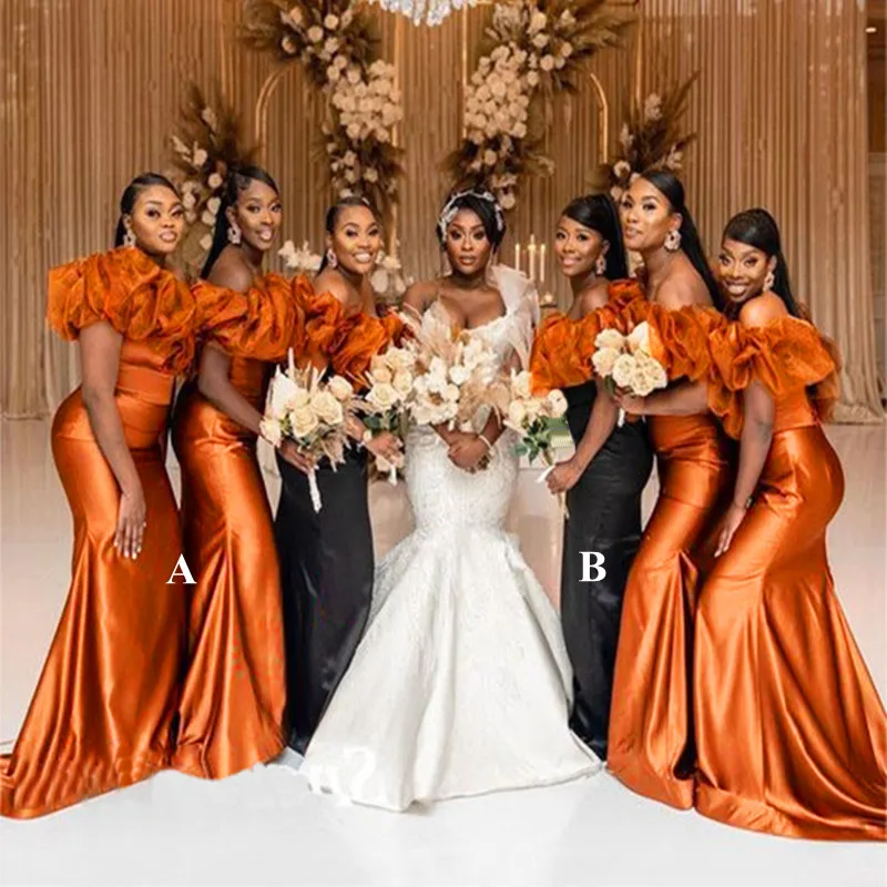 Bridesmaid Dresses Puffy Off Shoulder Long Mermaid Sheath Plus Size