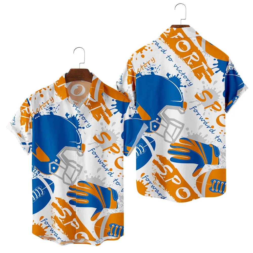 

2022 Summer New Mens Vintage Print Turn-down-collar Shirt Fashion Casual Luxury Short Sleeve Hawaii Shirt And Shorts Set