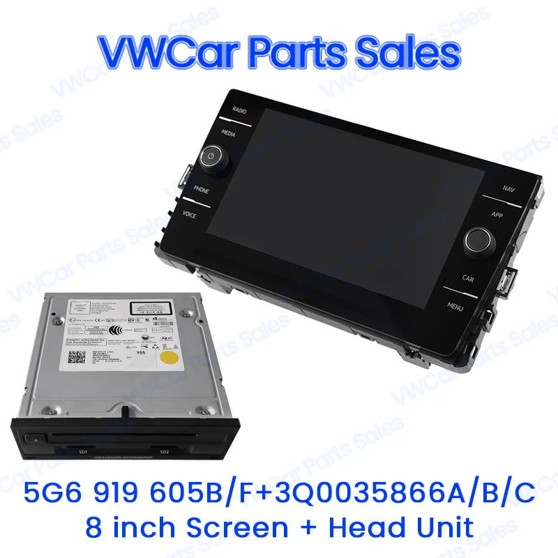 

OEM 8 inch Glass Display Screen Android Auto 5G6919605/A/B/F + Headunit 3Q0035866A/B/C For VW Golf 7 7.5 MK7 Passat B8 Polo Mk6