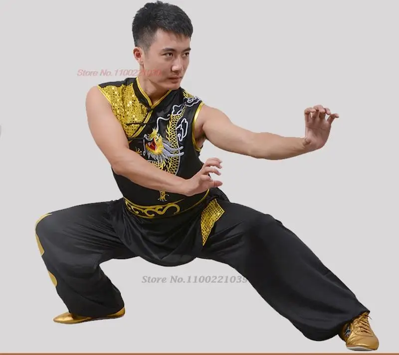 Traditional Chinese Vintage Set National Dragon Embroidery Kung Fu Wushu Set Taiji Uniform Martial Arts Performance Clothes tai chi clothing,chinese traditional costume
