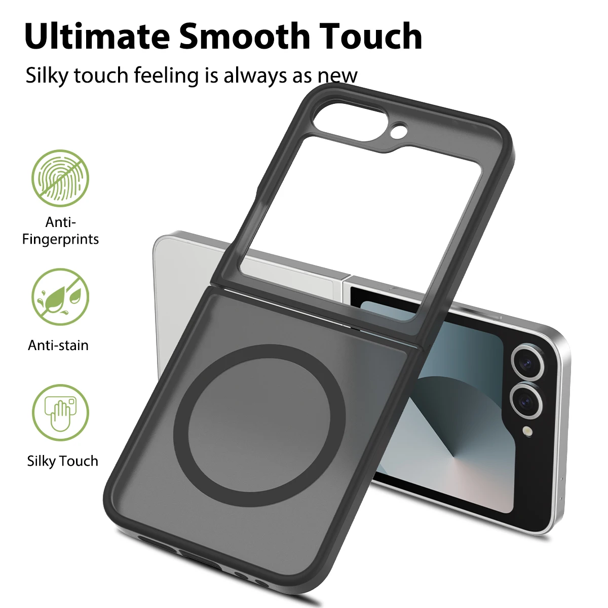 Skin Feel Magnetic Phone Case with Soft TPU Frame & Wireless Charging Back Cover