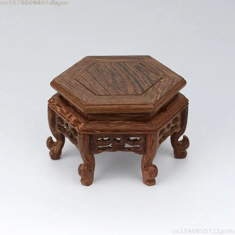 Solid Wood Standing Flower Base Figurine Miniature Display Stand Tea Sets Pedestal Vase Flower Pot Sorting Table Home Decoration