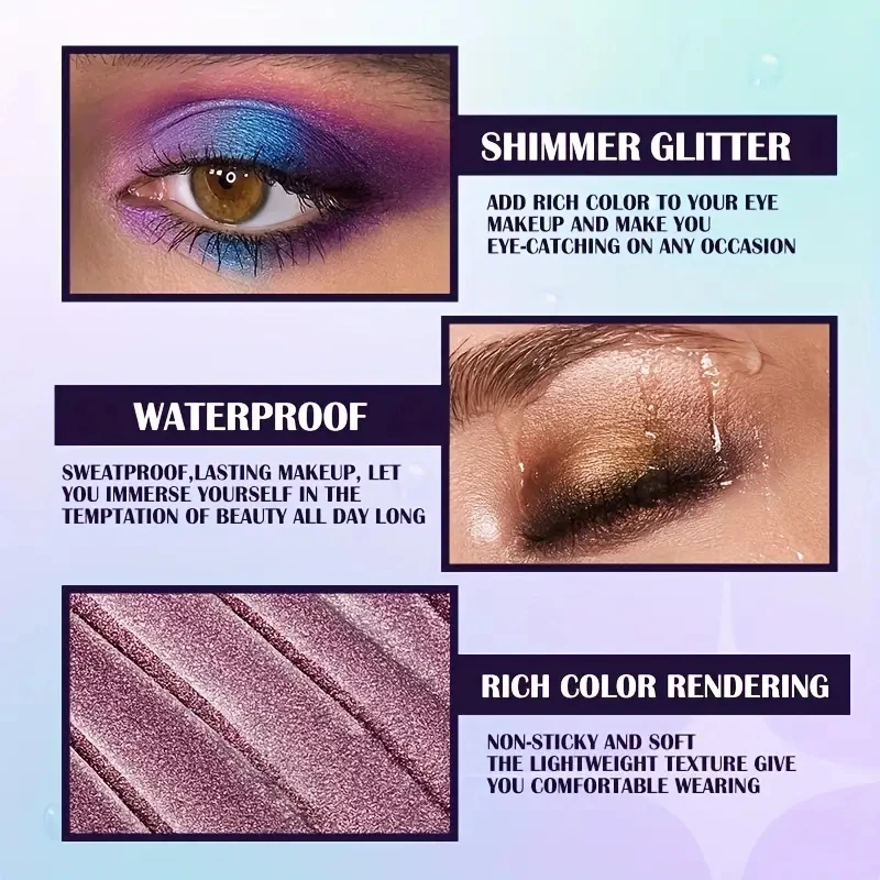 13-Shade Waterproof Liquid Eyeshadow Palette - High Shine  Long-Lasting & Smudge-Proof Makeup Set for Glamourous Looks glitter 4