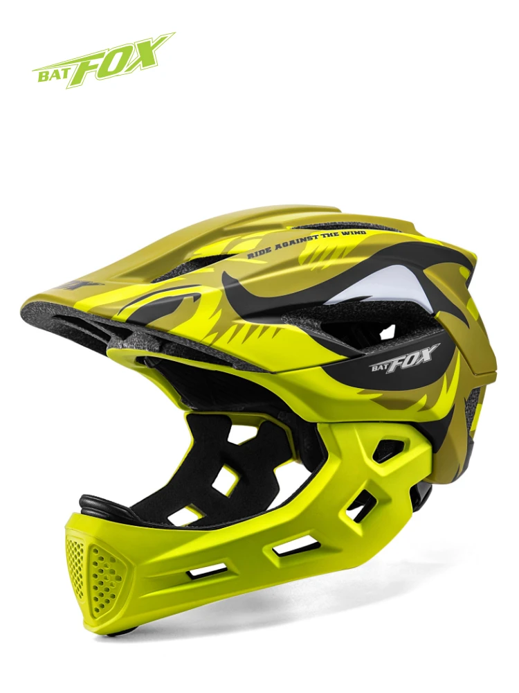 BATFOX Kinder Integral-Fahrradhelm Abnehmbares Kinn Laufrad Skateboard Rollschuhlaufen Sicherheitskappe Kinderfahrrad Fahrradausrüstung – Detail 25