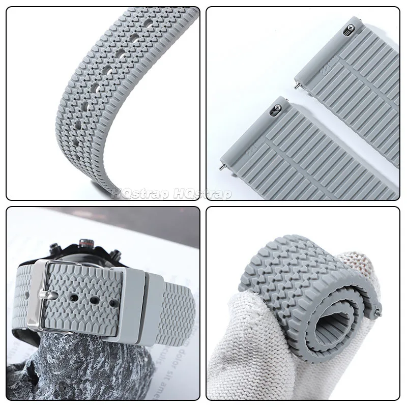 Silicone Sport Watch Band - Soft Rubber Strap with Quick Release