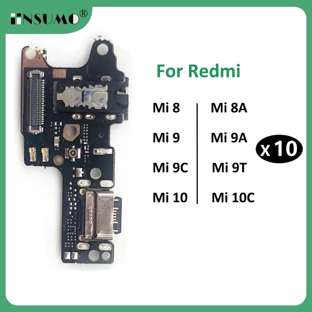 

iinsumo 10Pcs USB Charger Dock Connector Charging Port Microphone Flex Cable for Xiaomi Redmi 8 8A 9 9A 9C 9T 10C