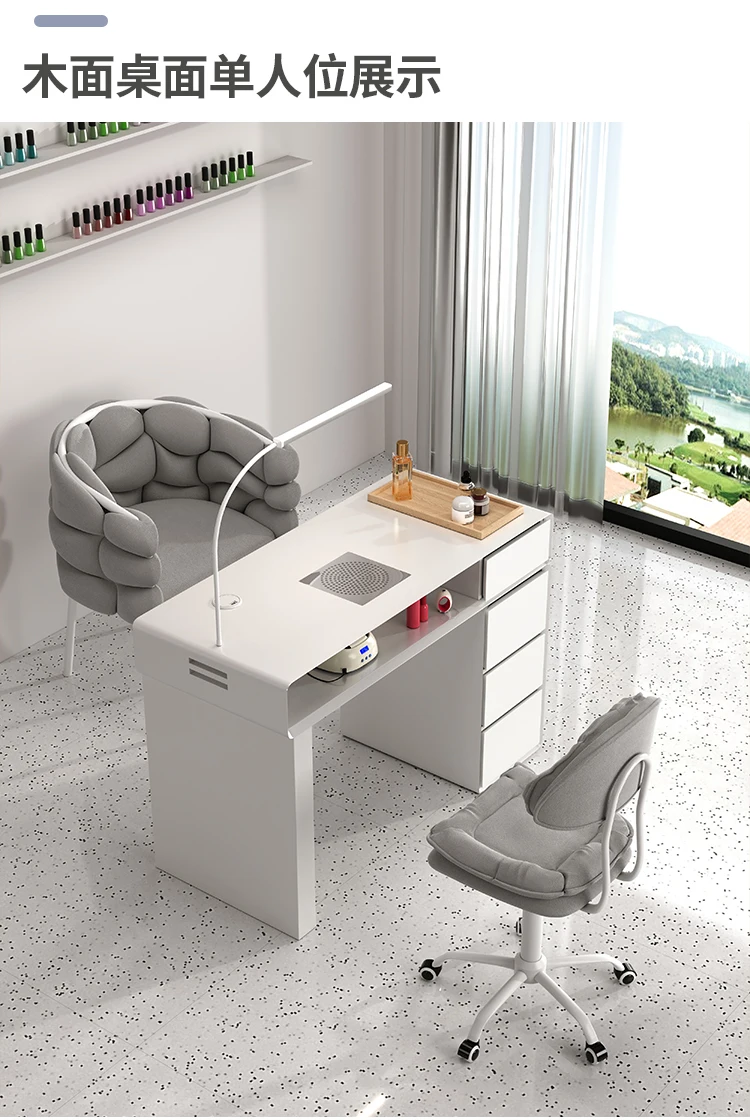 Luxury Classic Nail Table With Light Modern Marble Top Nordic Nail Desk European Aesthetic Table Manucure Nail Salon Furniture