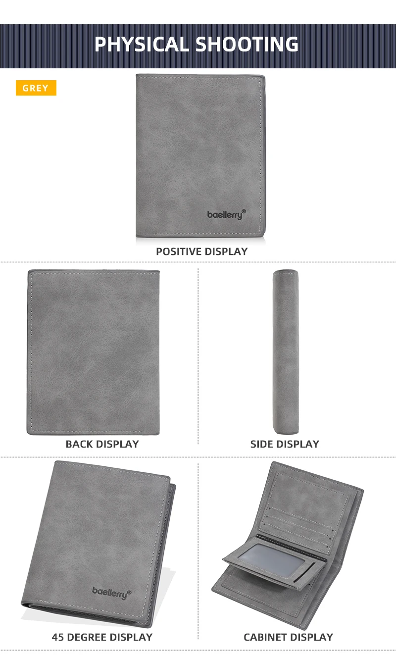 Baellerry Hohe Qualität männer Kurze Brieftasche Foto Halter Einfache Dünne Männliche Münze Brieftasche Karte & ID Halter PU Brieftasche Für männer – Detail 7