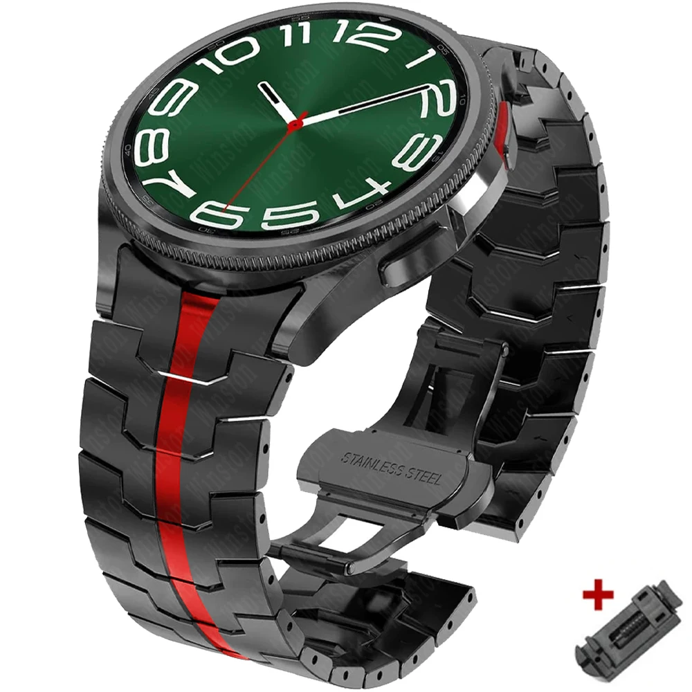 حزام من الفولاذ المقاوم للصدأ لساعة سامسونج جالاكسي 6 5 4 كلاسيكي 47 ملم 43 ملم 42 46 ملم 45 ملم بدون فجوات سوار معدني 40 44 ملم