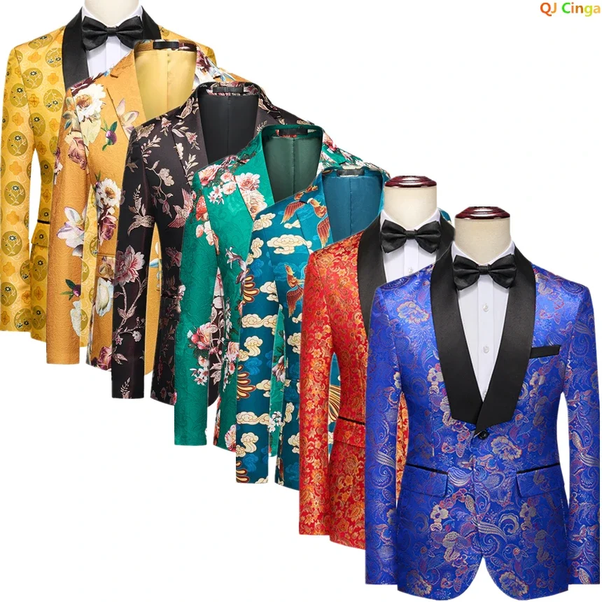 

2024 New Korean Slim Suit Jacket Men Fashion Printed Dress Coat A Variety of Embroidery Patterns To Choose From Blazer M-5XL 6XL