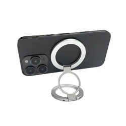 Dual Magnetic Phone Holder - 360° Rotating, Foldable & Portable (Silver)