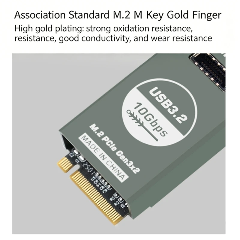 빠른 파일 전송을 위한 이중 10G 유형 E 포트를 갖춘 알루미늄 M.2 NVMe PCIe 확장 카드