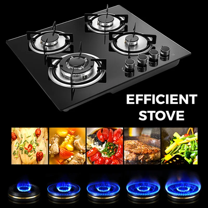 

4 Burner gas cooker Tempered Glass cooktop OEM brand