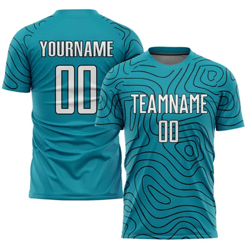Stampa 3D Nome personalizzato T-shirt da calcio Abbigliamento da uomo Personalità Nome della squadra personalizzato Logo T-shirt a maniche corte Estate Nuova maglietta - immagine 4