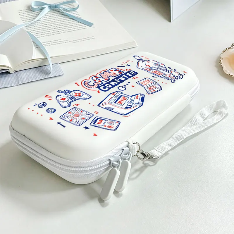닌텐도 스위치 라이트/OLED용 마카롱 컬러 하드 스토리지 가방(메쉬 포켓 포함) 휴대용 여행 게임 액세서리 보관 가방