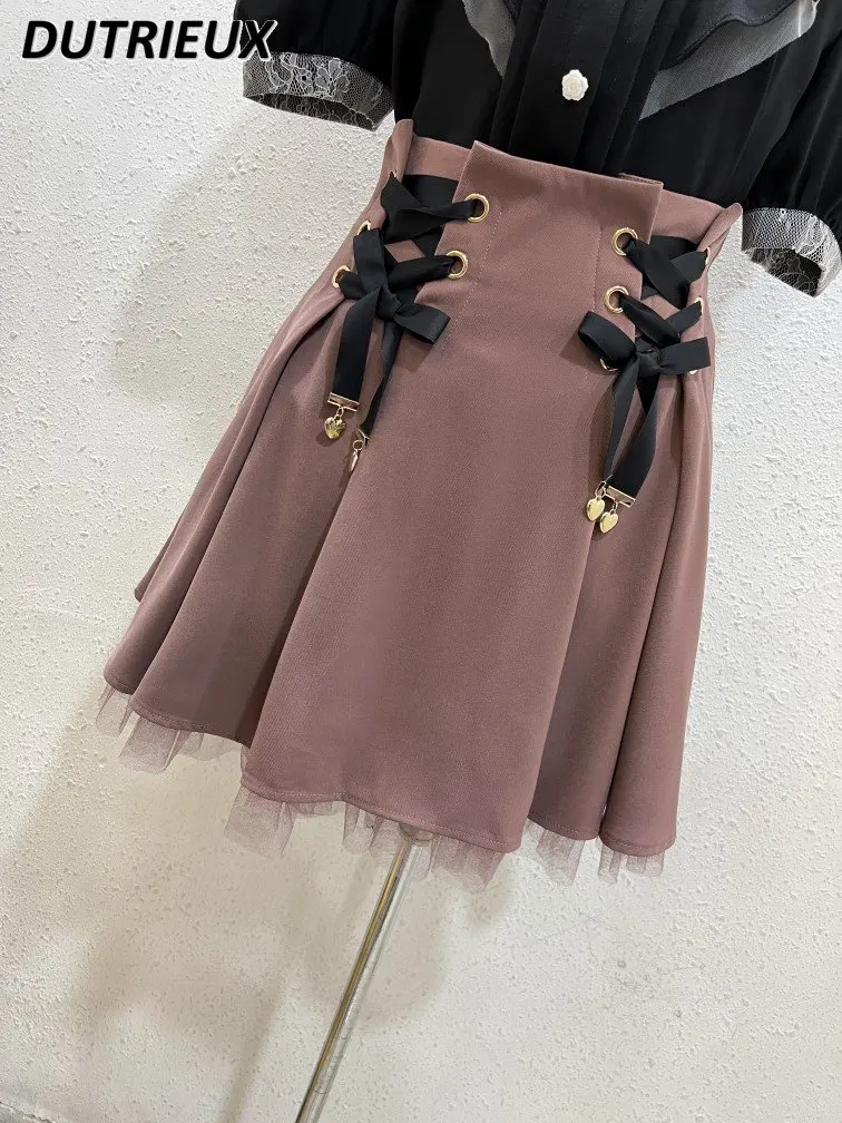 Japanese Original Rojta Mine Sweet Simple Pure Color All-Matching Skirt Summer New Sweet Girls A-line Short Skirt Faldas Mujer