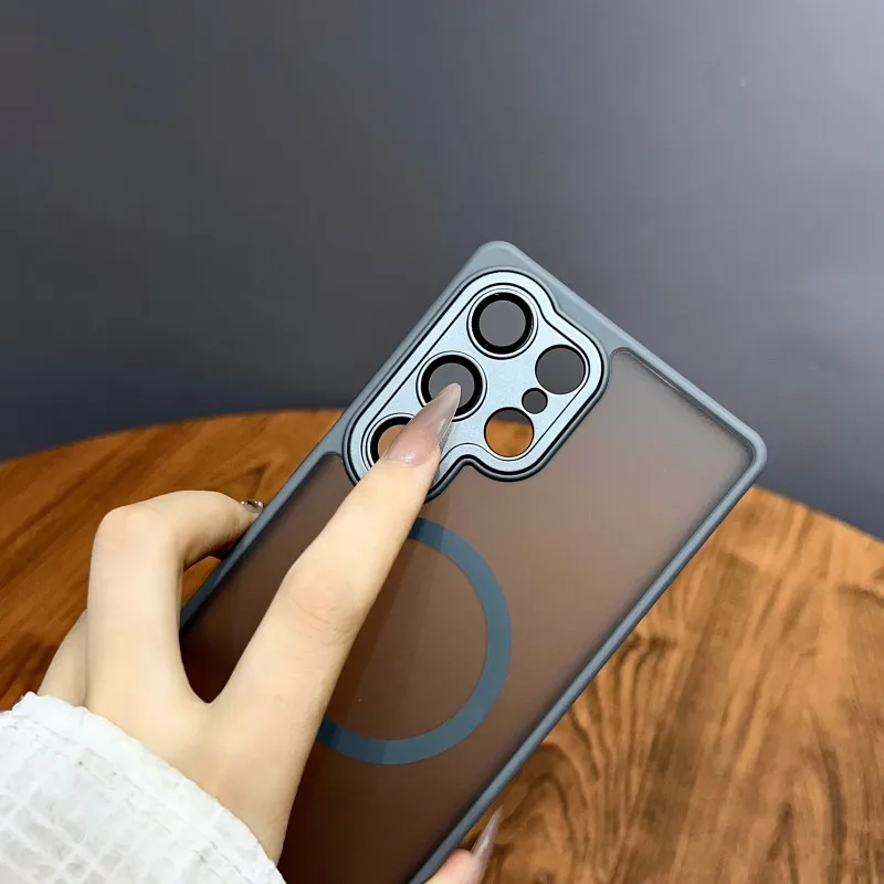 Magnetic Luxury Matte Translucent Armor Shockproof Case with Magsafe Compatibility