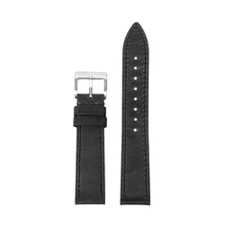 Vintage Brown Genuine Calfskin Leather Quick Release Watch Band Strap - 22mm (Black)