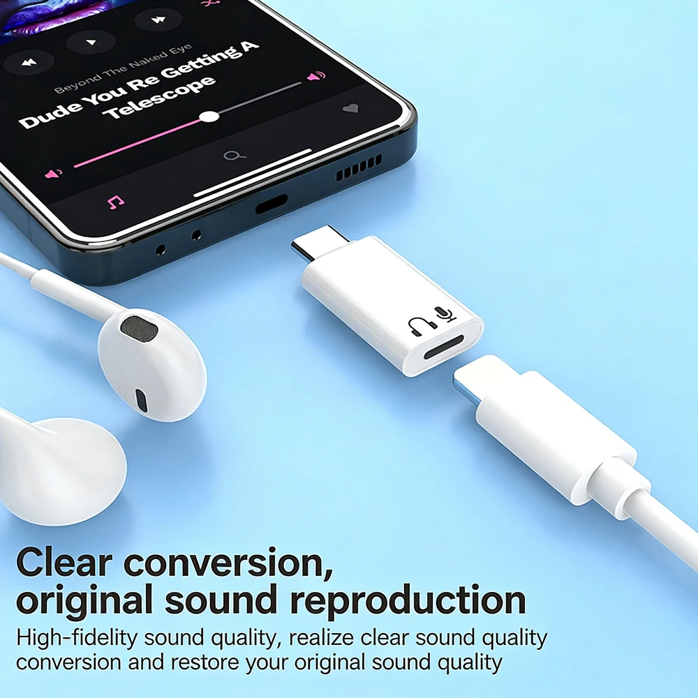 아이폰 16/15 시리즈용 USB-C to Lightning 헤드폰 오디오 어댑터 |   안드로이드 및 USB-C 기기용 Type-C-라이트닝 컨버터