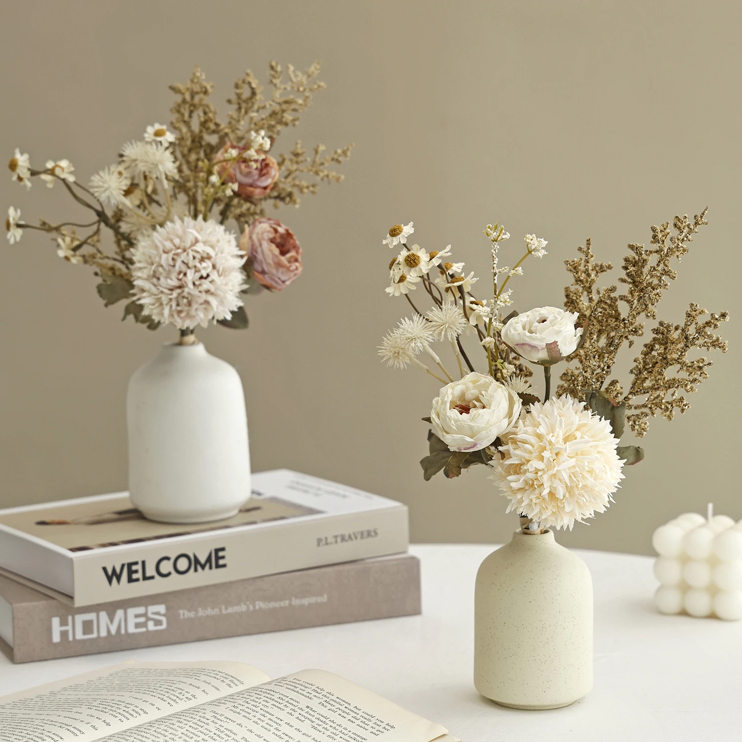 Künstliche Blumenkombination, hochwertige Hochzeits-Brautstrauß-Dekoration, Valentinstag, Heim, Zimmer, Tisch, Bonsai, Geschenk, Vase, Zubehör