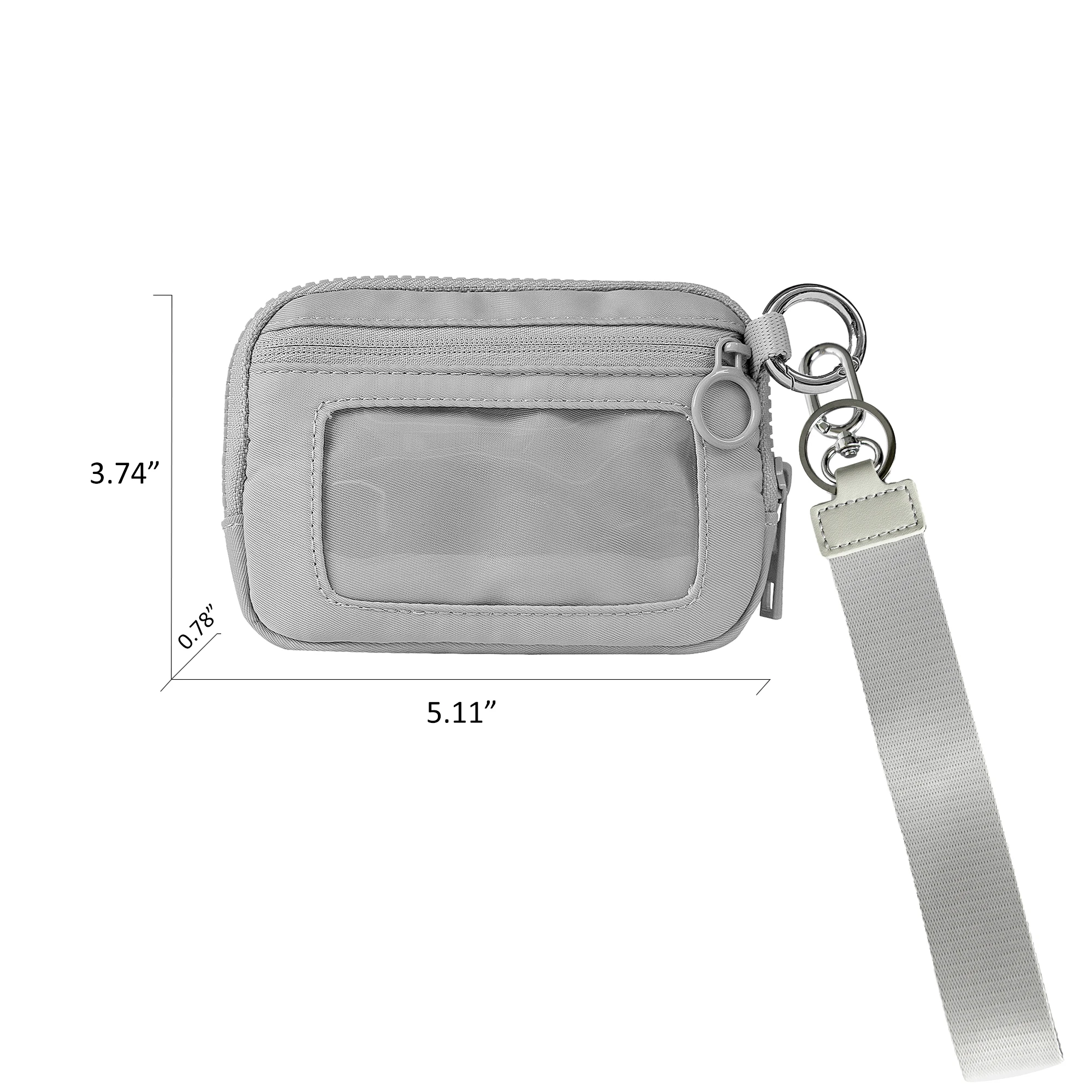 Portafoglio Iris 2G Wristlet – Nylon Impermeabile – Tre Cerniere + Tasca Trasparente – Lilla – 15 Cm