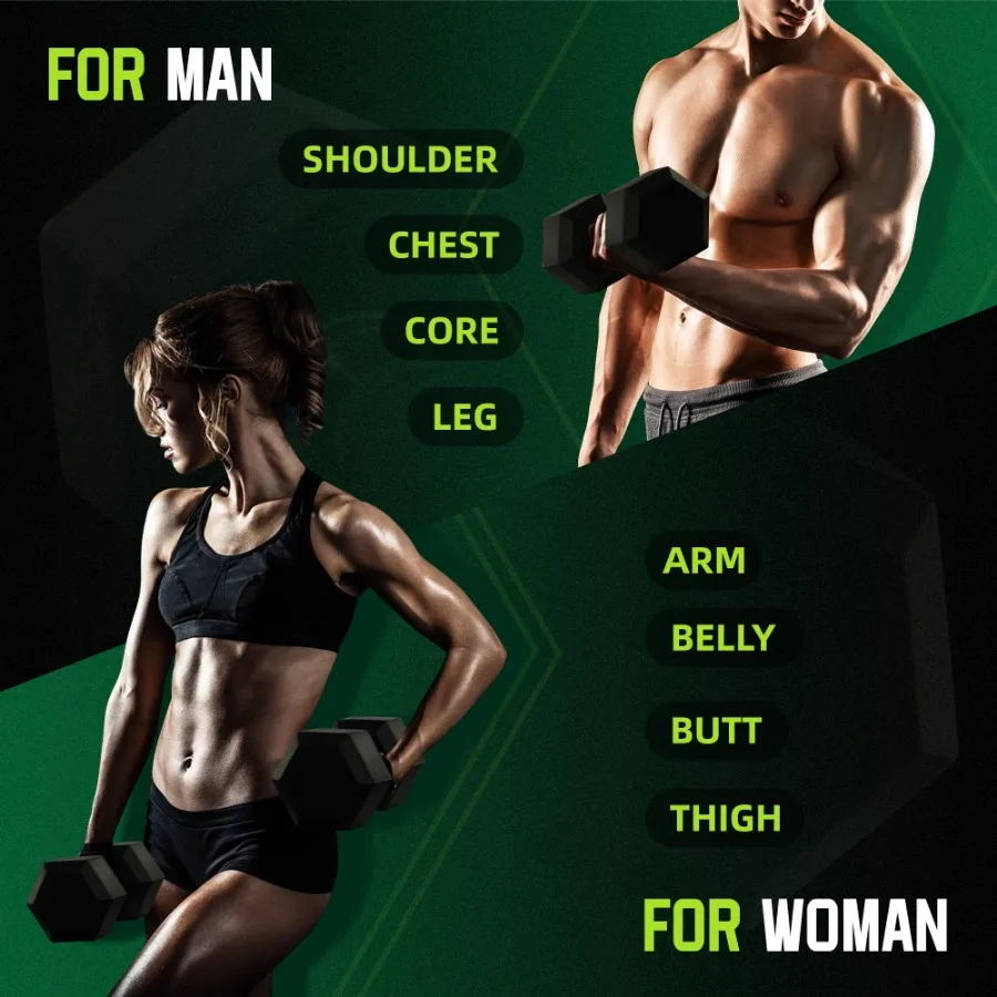 Rubber Hex Dumbbell Set 4