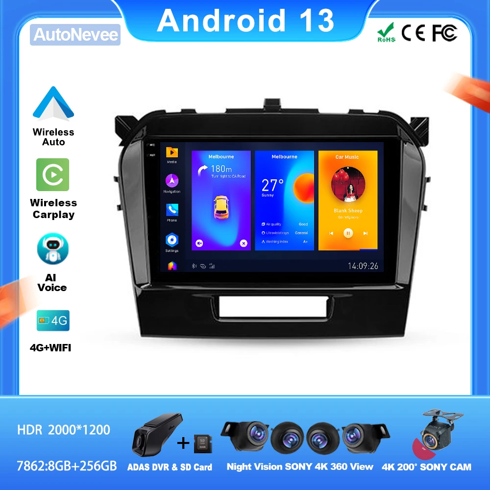

Android For Suzuki Vitara 2017 - 2020 Car Auto Carplay Radio Stereo Head Unit Multimedia Player GPS Navigation No DVD CPU 5G GPS