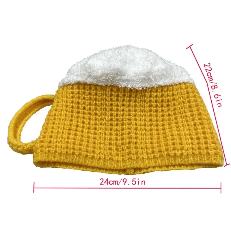 Knitted Caps Mens Woollen Hats Funny 3D Beer Cup Winter Warmth Knitted Wool Hat Women Men Beanie Unisex Hat New Year Presents Valentine's Fun Gift