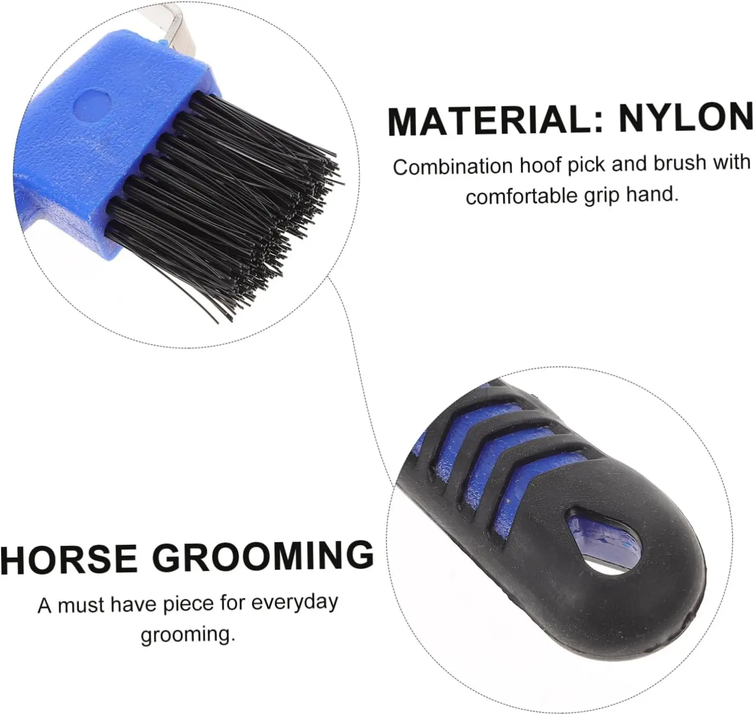 Horse Hoof Pick brush with handle, sturdy horseshoe shaped brush, horseshoe shaped brush, suitable for horses, donkeys, goats 4