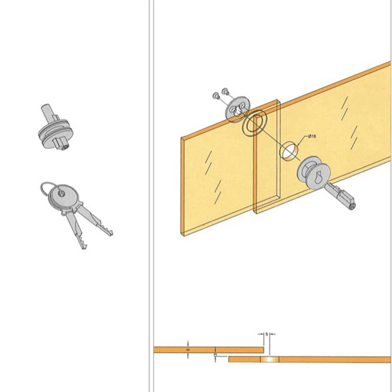 Glass Lock Zinc Alloy Showcase Push Glass Display Cabinet Door Cylinder Locks Sliding Glass Push Door Hardware 2