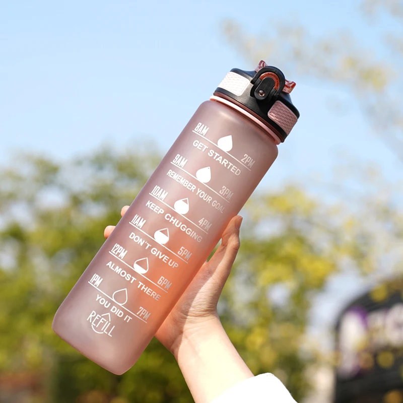 1L Motivational Water Bottle with Straw